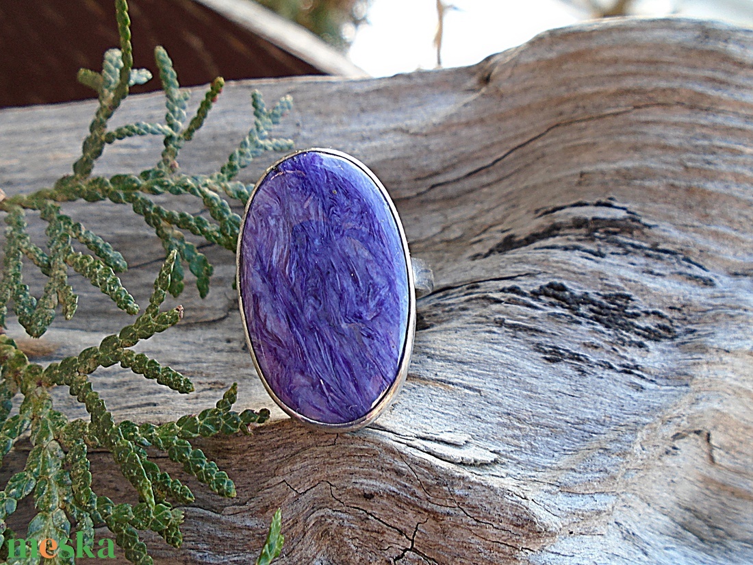 Ezüst Gyűrű Ag925/1000 Csaroit - ékszer - gyűrű - statement gyűrű - Meska.hu