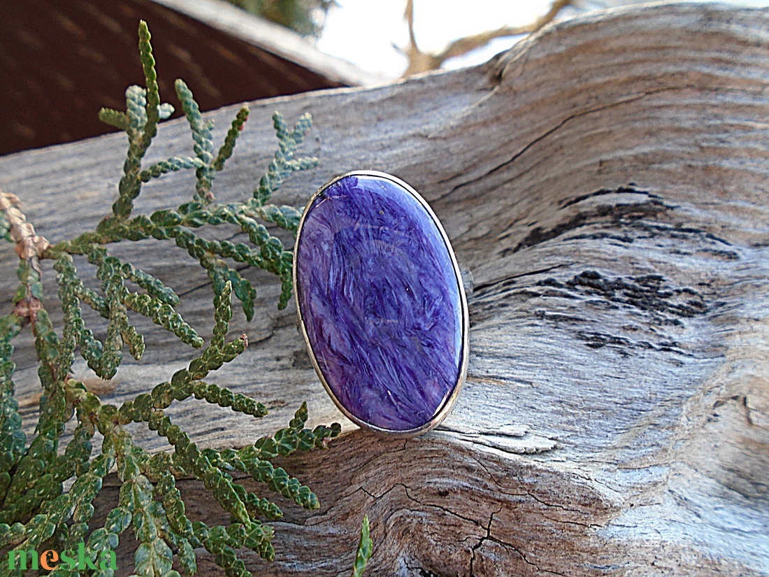 Ezüst Gyűrű Ag925/1000 Csaroit - ékszer - gyűrű - statement gyűrű - Meska.hu