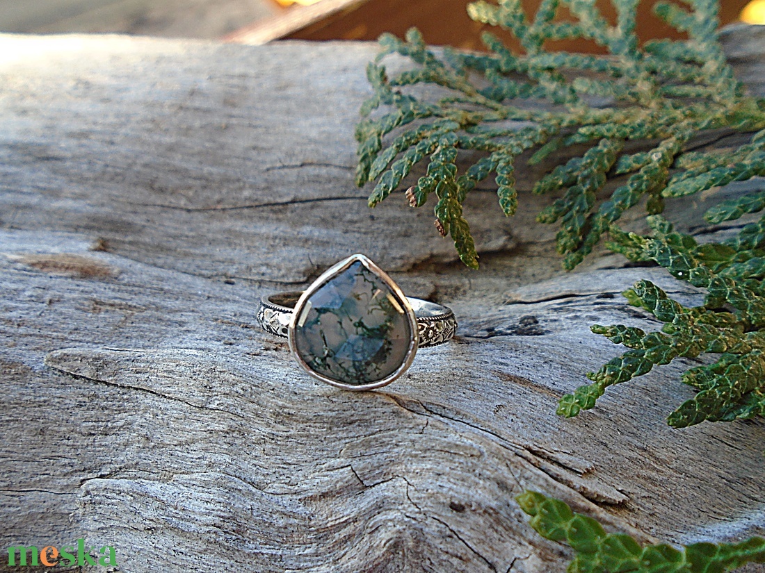 Ezüst Gyűrű Ag925/1000 Moha Achát - ékszer - gyűrű - statement gyűrű - Meska.hu