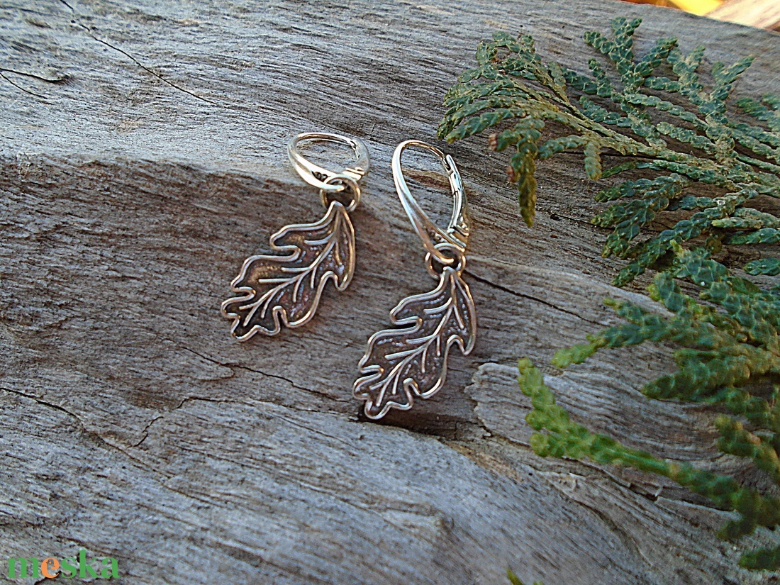 Ezüst  fülbevaló Ag925 Levél - ékszer - fülbevaló - lógó fülbevaló - Meska.hu