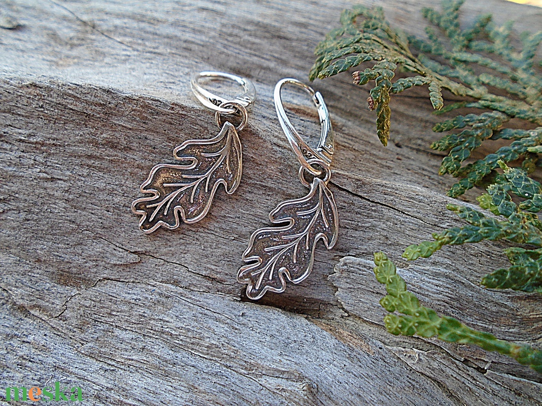 Ezüst  fülbevaló Ag925 Levél - ékszer - fülbevaló - lógó fülbevaló - Meska.hu