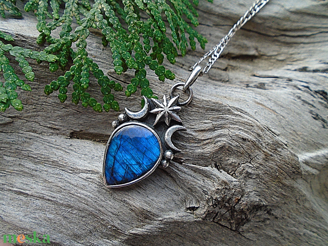 Ezüst  medál Ag925/1000 Labradorit - ékszer - nyaklánc - medál - Meska.hu