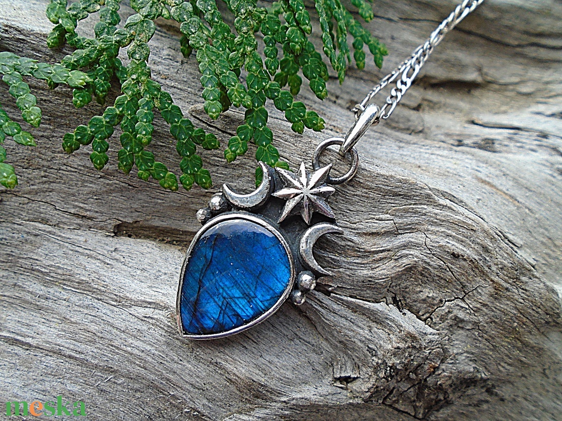 Ezüst  medál Ag925/1000 Labradorit - ékszer - nyaklánc - medál - Meska.hu