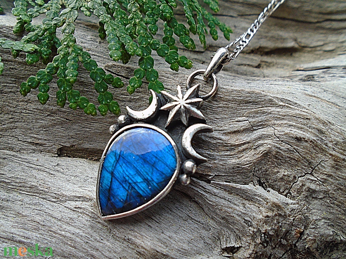 Ezüst  medál Ag925/1000 Labradorit - ékszer - nyaklánc - medál - Meska.hu