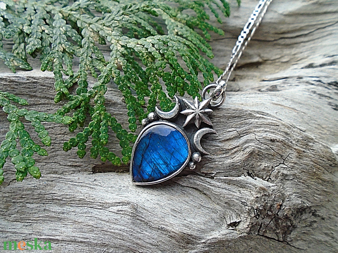 Ezüst  medál Ag925/1000 Labradorit - ékszer - nyaklánc - medál - Meska.hu