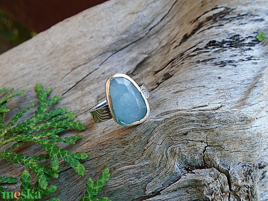Ezüst Gyűrű Ag925/1000 Akvamarín - ékszer - gyűrű - statement gyűrű - Meska.hu