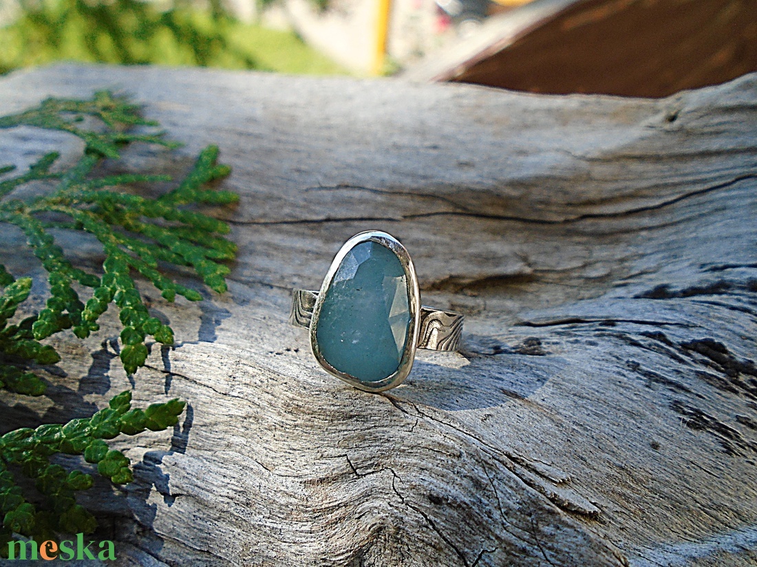 Ezüst Gyűrű Ag925/1000 Akvamarín - ékszer - gyűrű - statement gyűrű - Meska.hu