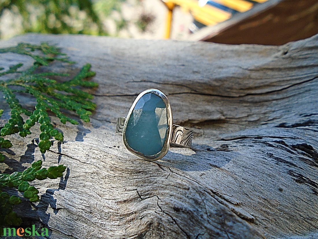 Ezüst Gyűrű Ag925/1000 Akvamarín - ékszer - gyűrű - statement gyűrű - Meska.hu
