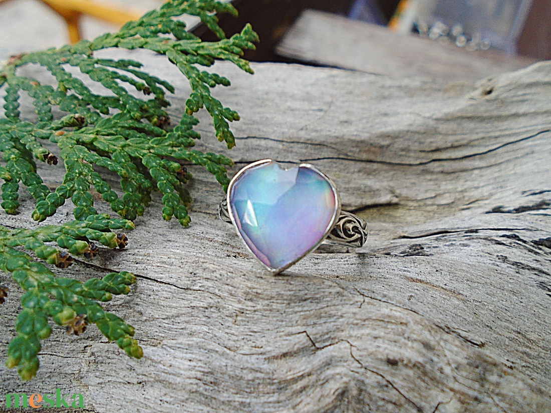 Ezüst Gyűrű Ag925/1000 Auróra Opál - ékszer - gyűrű - statement gyűrű - Meska.hu