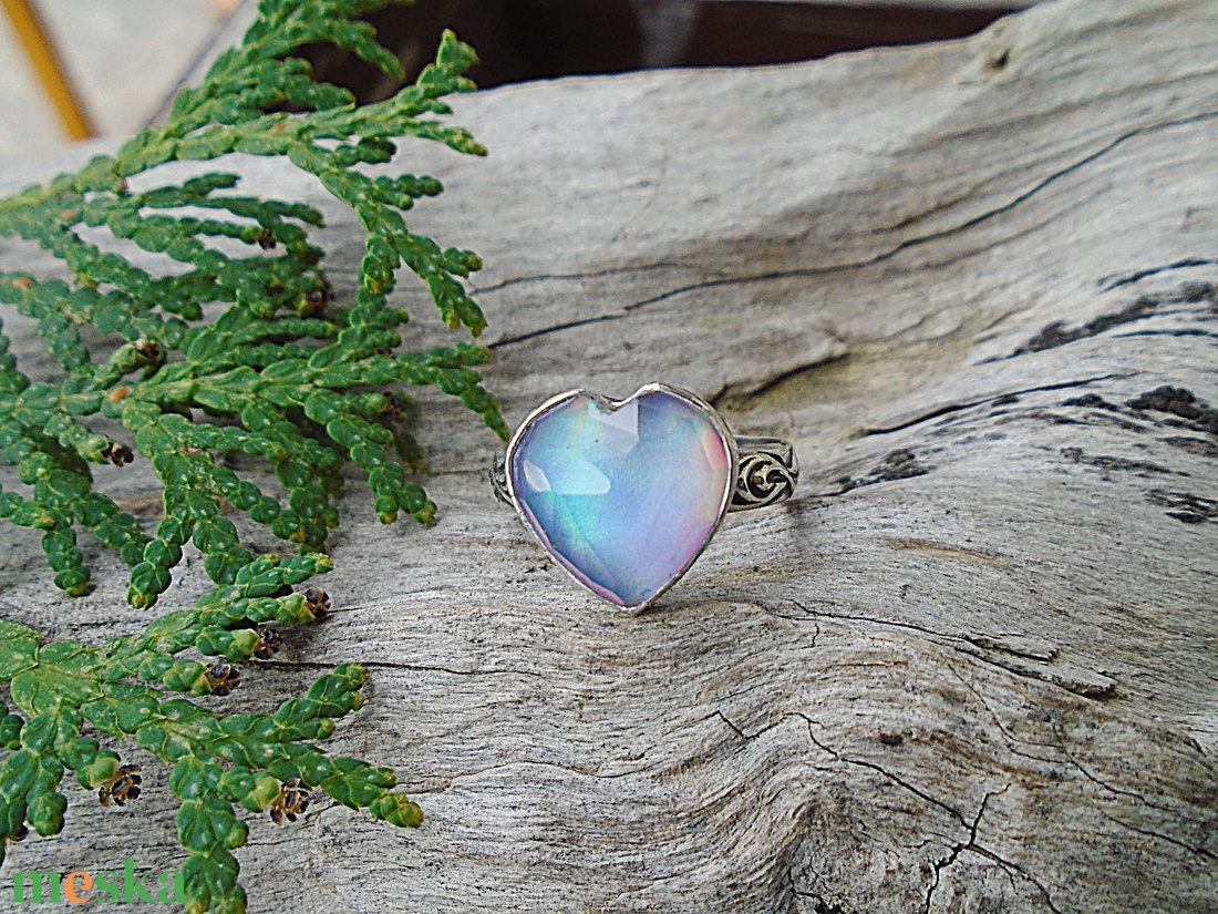 Ezüst Gyűrű Ag925/1000 Auróra Opál - ékszer - gyűrű - statement gyűrű - Meska.hu