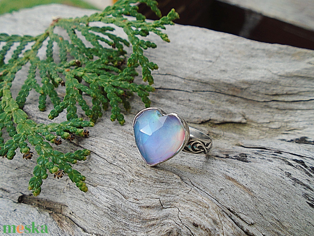 Ezüst Gyűrű Ag925/1000 Auróra Opál - ékszer - gyűrű - statement gyűrű - Meska.hu