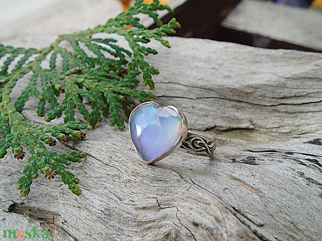Ezüst Gyűrű Ag925/1000 Auróra Opál - ékszer - gyűrű - statement gyűrű - Meska.hu