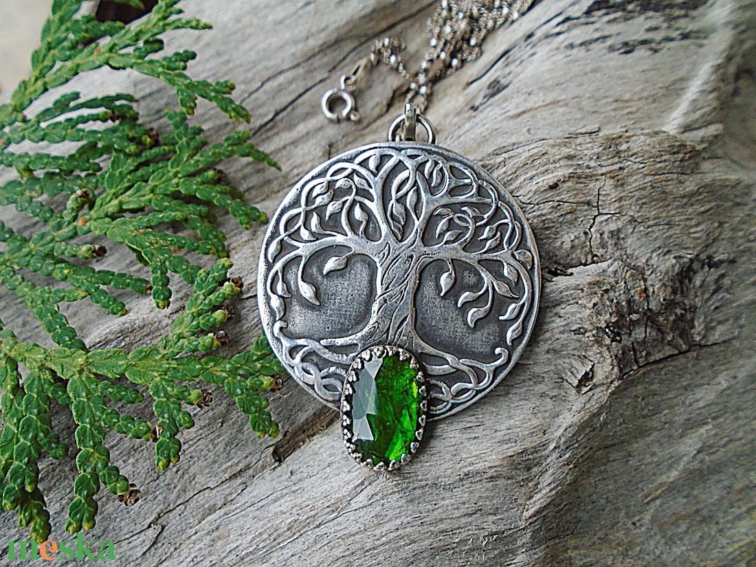 Ezüst  medál Ag925/1000  Chrómdiopsid - Tree of life - ékszer - nyaklánc - medál - Meska.hu