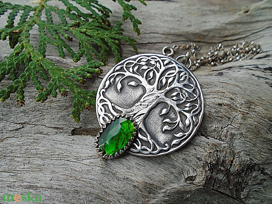 Ezüst  medál Ag925/1000  Chrómdiopsid - Tree of life - ékszer - nyaklánc - medál - Meska.hu