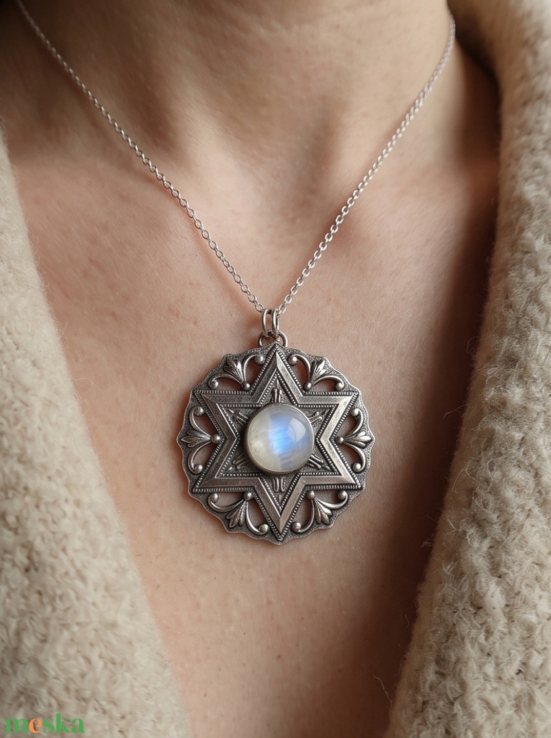 Ezüst medál Ag925/1000  Holdkő ( Moonstone) - ékszer - nyaklánc - medál - Meska.hu