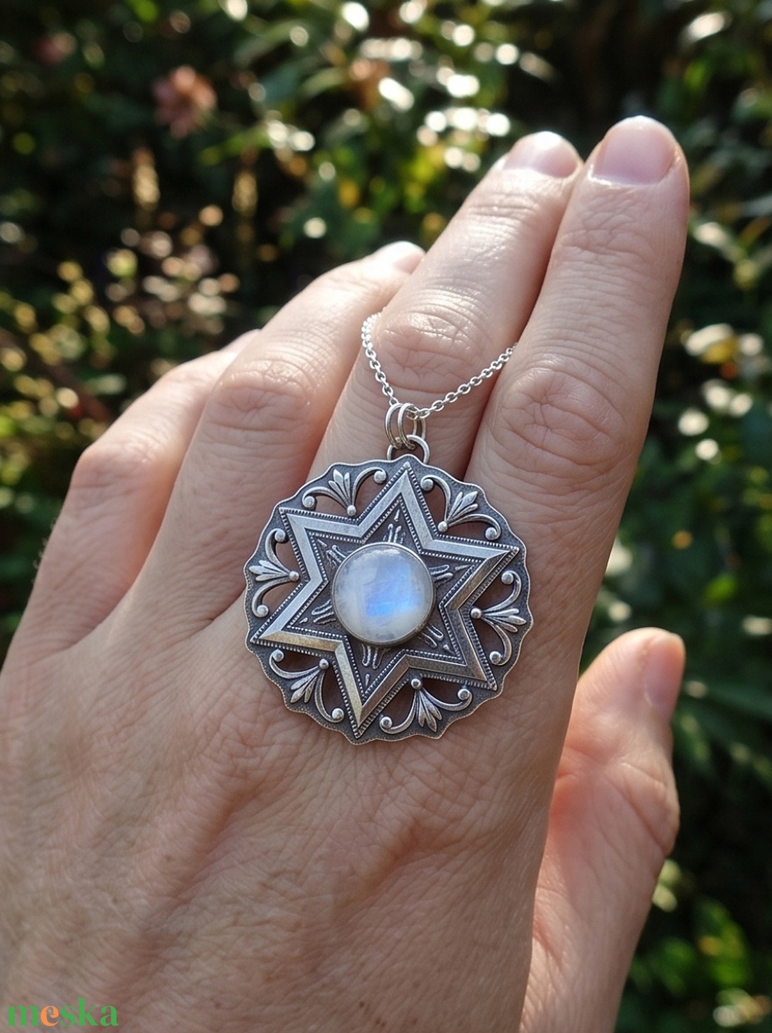Ezüst medál Ag925/1000  Holdkő ( Moonstone) - ékszer - nyaklánc - medál - Meska.hu