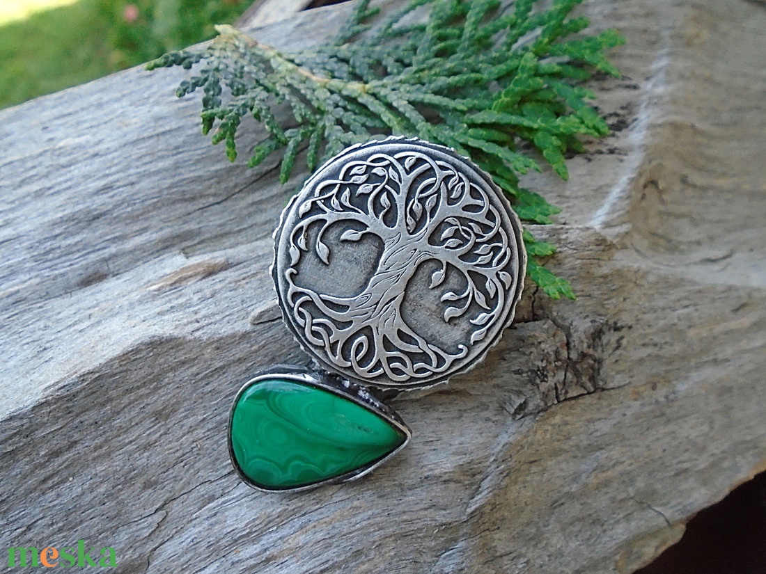 Ón bross - Életfa Malachit  - ékszer - kitűző és bross - Meska.hu