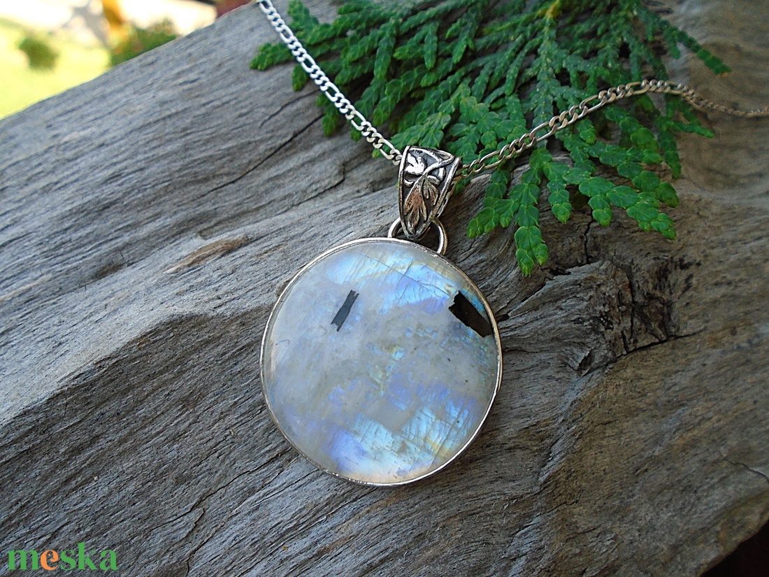 Ezüst medál Ag925/1000  Holdkő (Rainbow Moonstone) - ékszer - nyaklánc - medál - Meska.hu