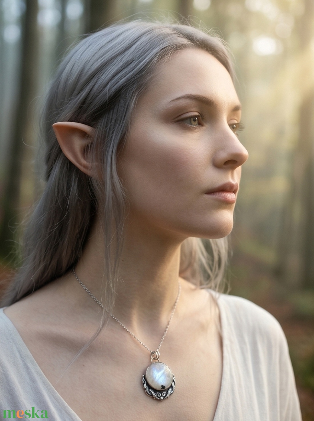 Ezüst medál Ag925/1000  Holdkő (Rainbow Moonstone) - ékszer - nyaklánc - medál - Meska.hu
