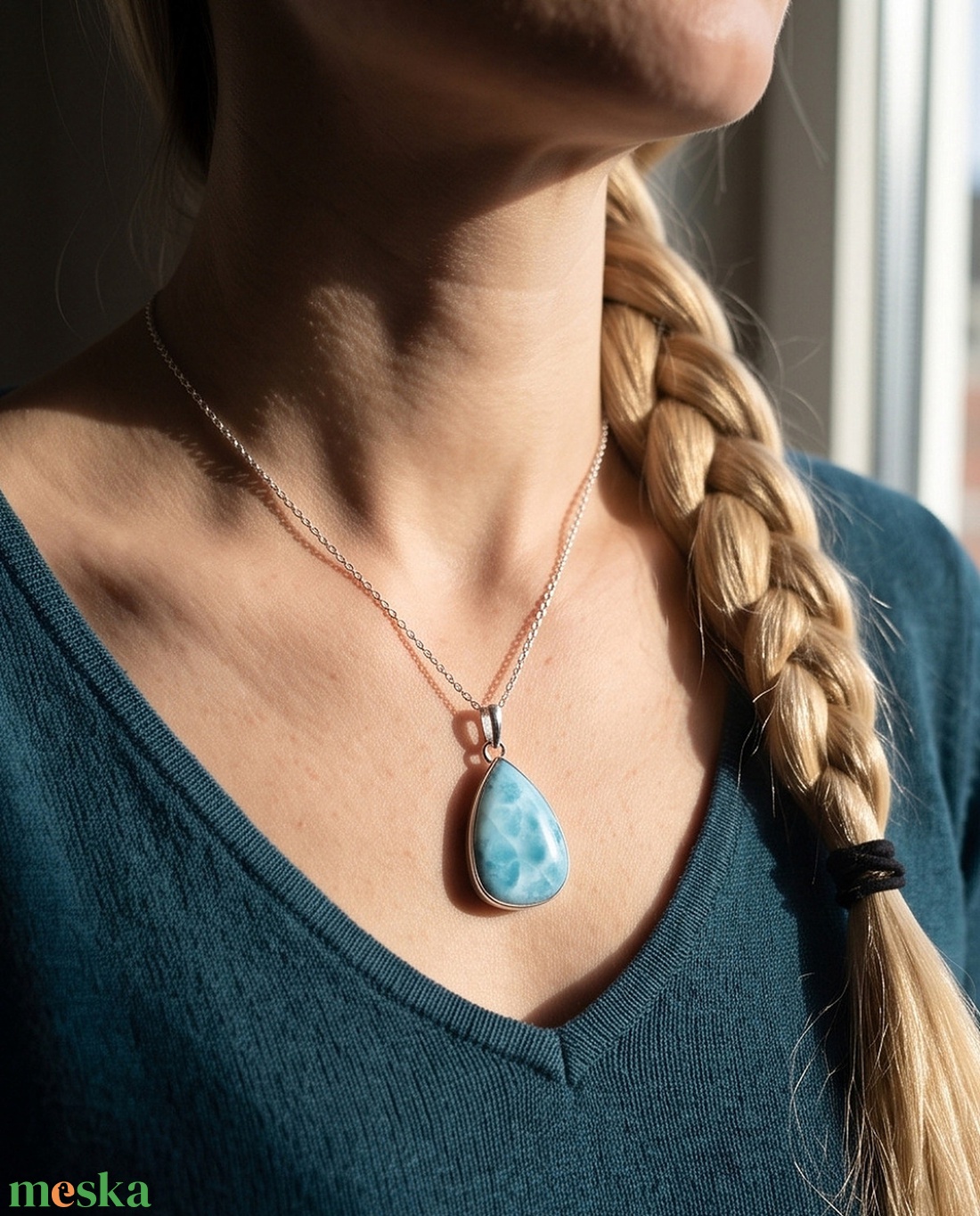 Ezüst  medál Ag925/1000 Larimar - ékszer - nyaklánc - medál - Meska.hu