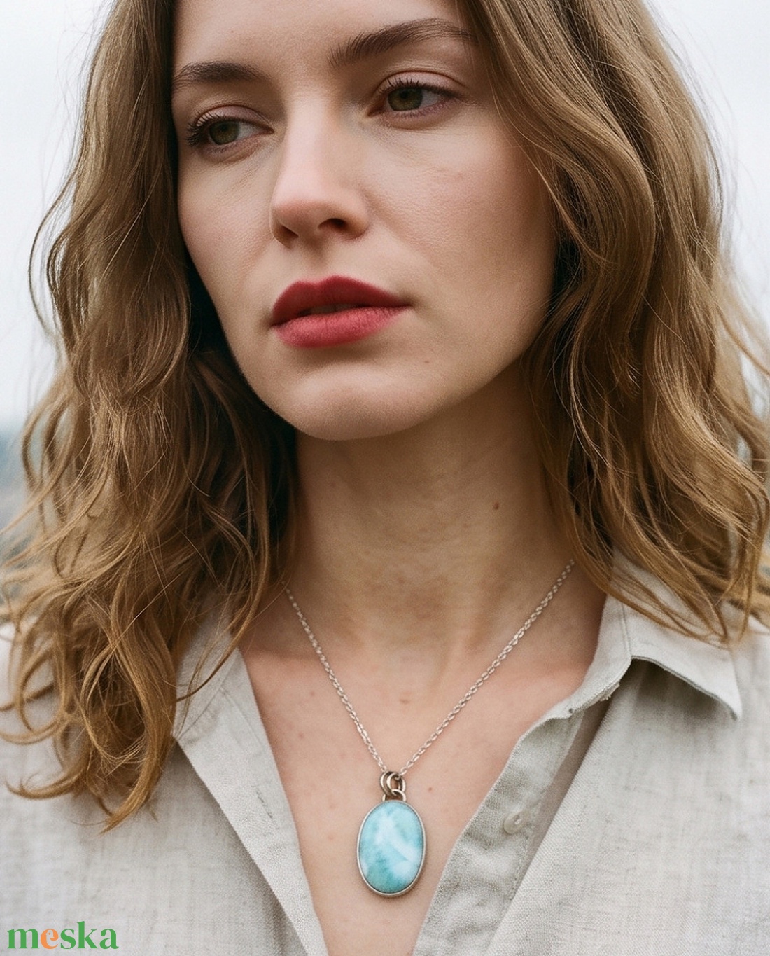 Ezüst  medál Ag925/1000 Larimar - ékszer - nyaklánc - medál - Meska.hu
