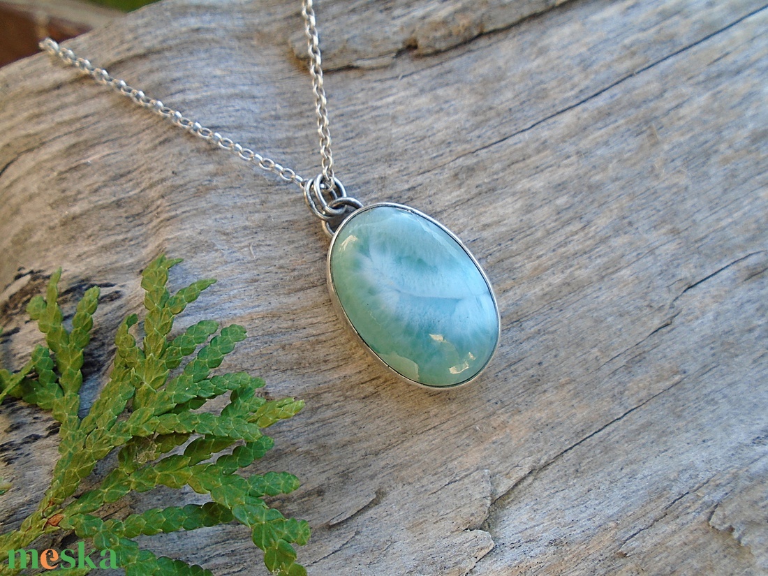 Ezüst  medál Ag925/1000 Larimar - ékszer - nyaklánc - medál - Meska.hu