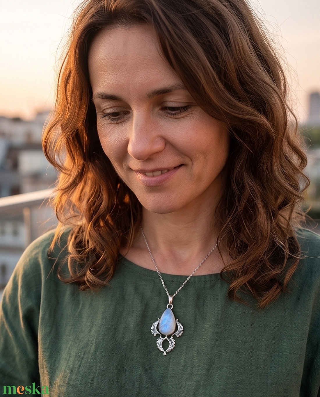 Ezüst medál Ag925/1000  Holdkő (Rainbow Moonstone) - ékszer - nyaklánc - medál - Meska.hu