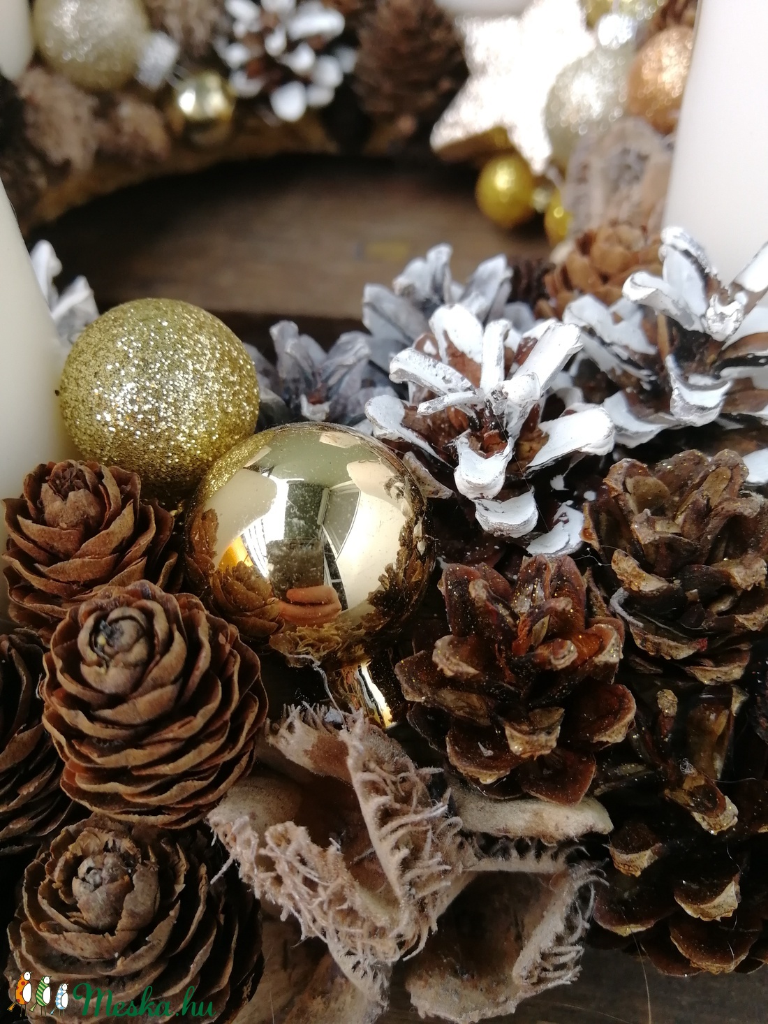 Adventi koszorú számozott fehér gyertyával - karácsony - Meska.hu