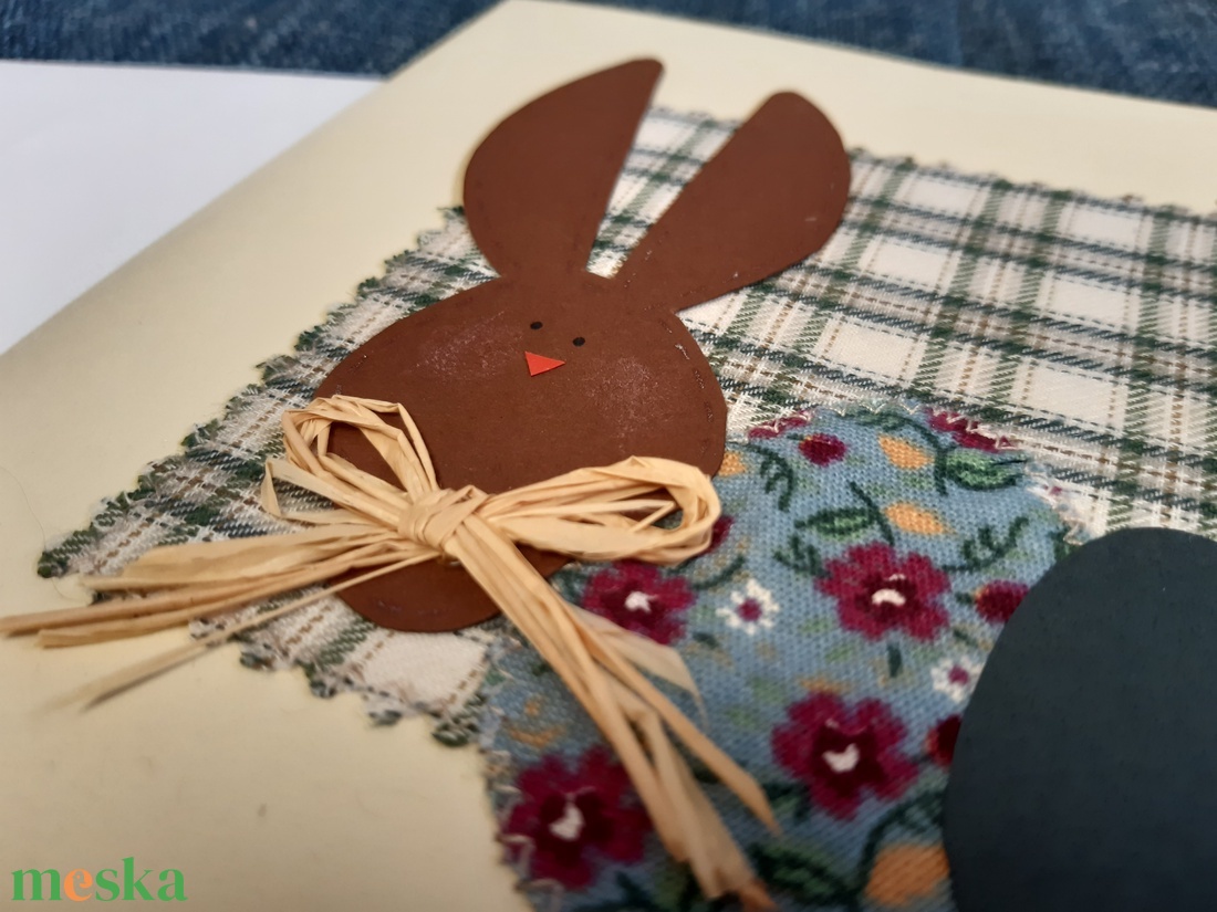 Húsvéti képeslap barna nyuszival, zöld tojással - otthon & lakás - papír írószer - képeslap & levélpapír - Meska.hu