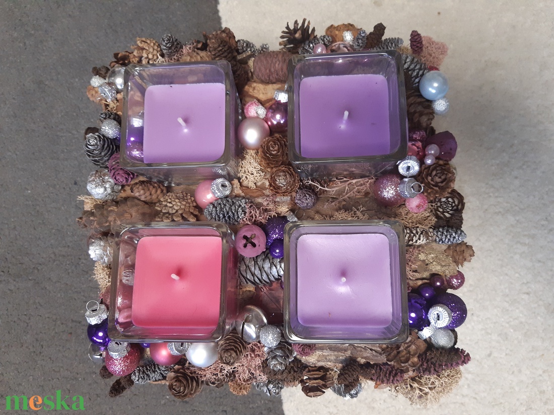 Modern klasszikus adventi koszorú lila - rózsaszín - karácsony - adventi díszek - adventi koszorú - Meska.hu