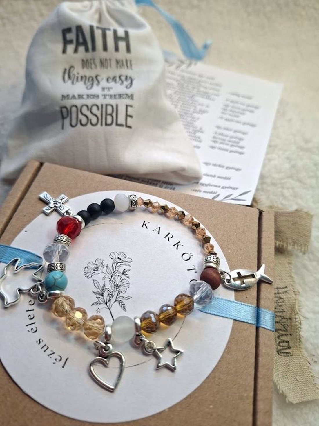 Jézus élete - keresztény történet karkötő-barna-087 - ékszer - karkötő - bogyós karkötő - Meska.hu