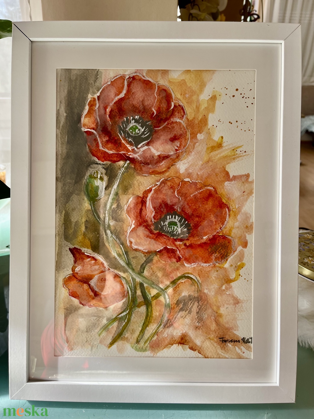 Lángoló pipacsok akvarell festmény - művészet - festmény - akvarell - Meska.hu