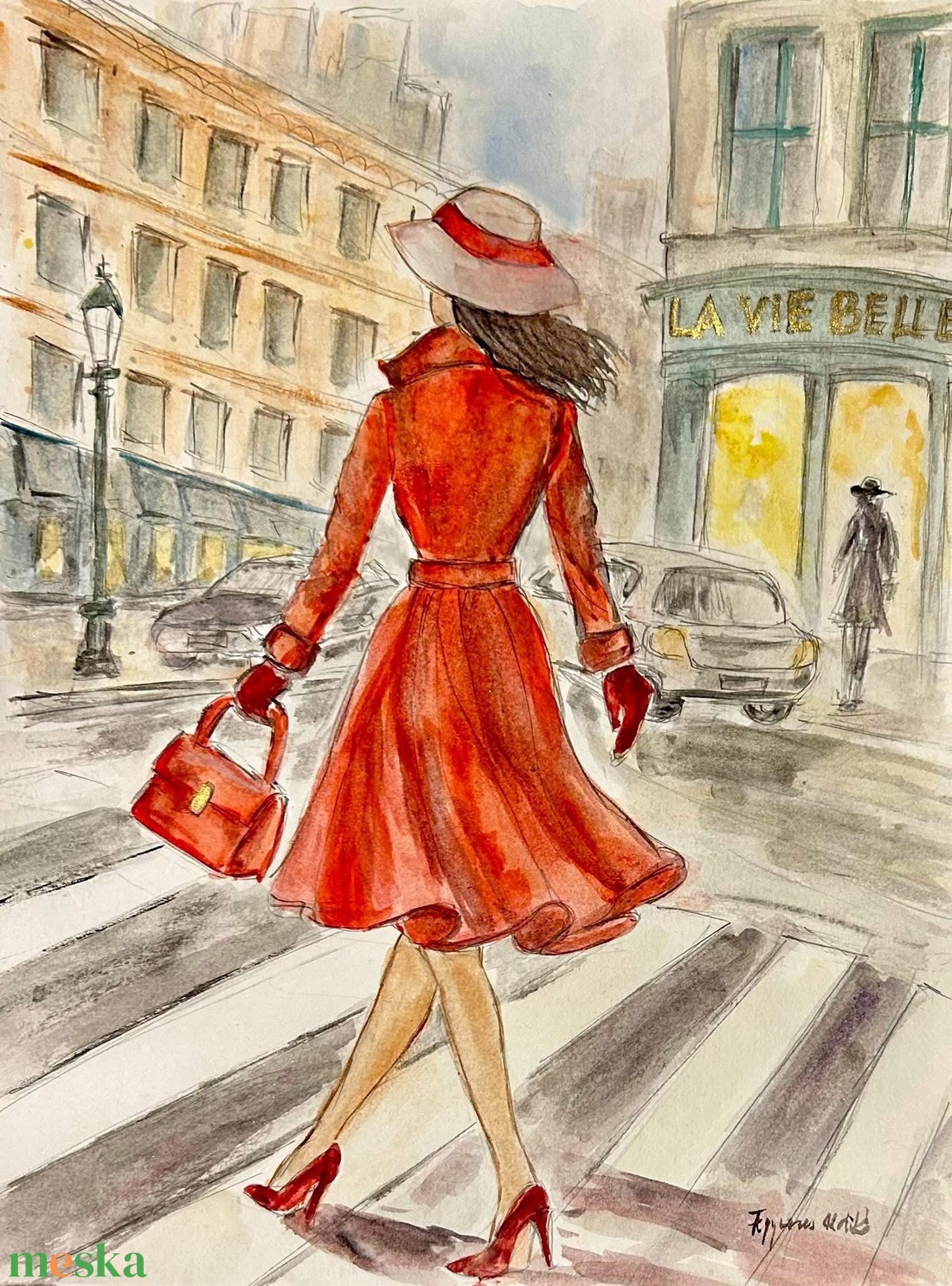 Városi pillanat akvarell festmény - művészet - festmény - akvarell - Meska.hu