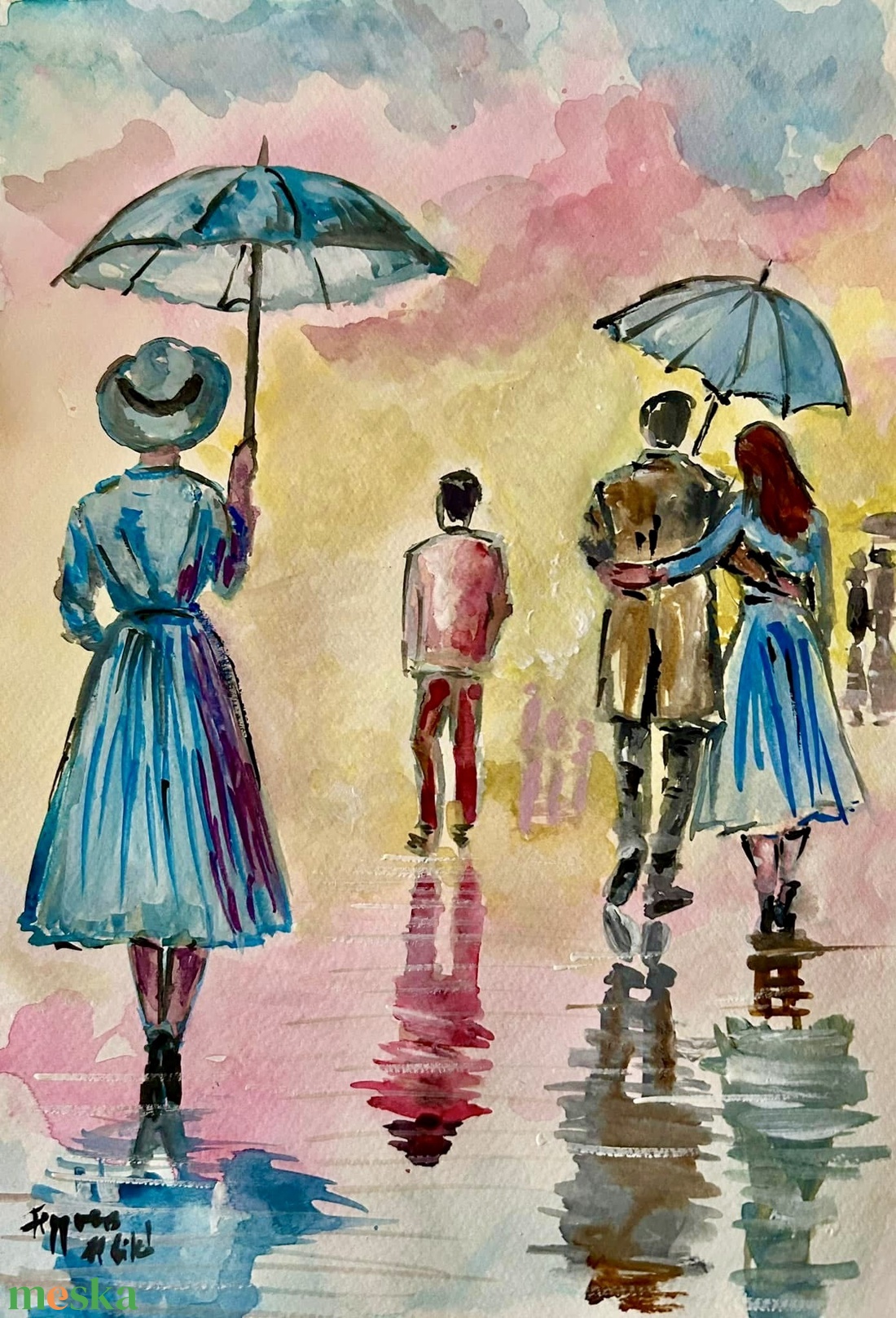 Séta a fény felé-Akvarell festmény - művészet - festmény - akvarell - Meska.hu