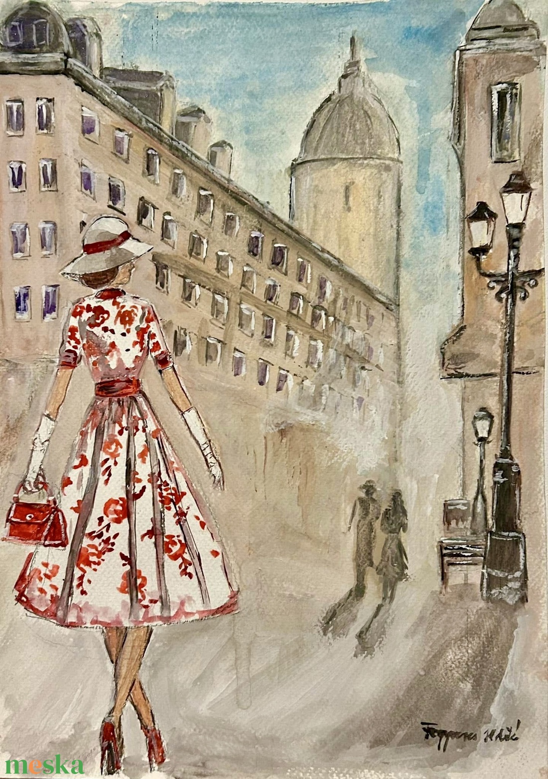 Nagyvárosi elegancia-Akvarell festmény - művészet - festmény - akvarell - Meska.hu