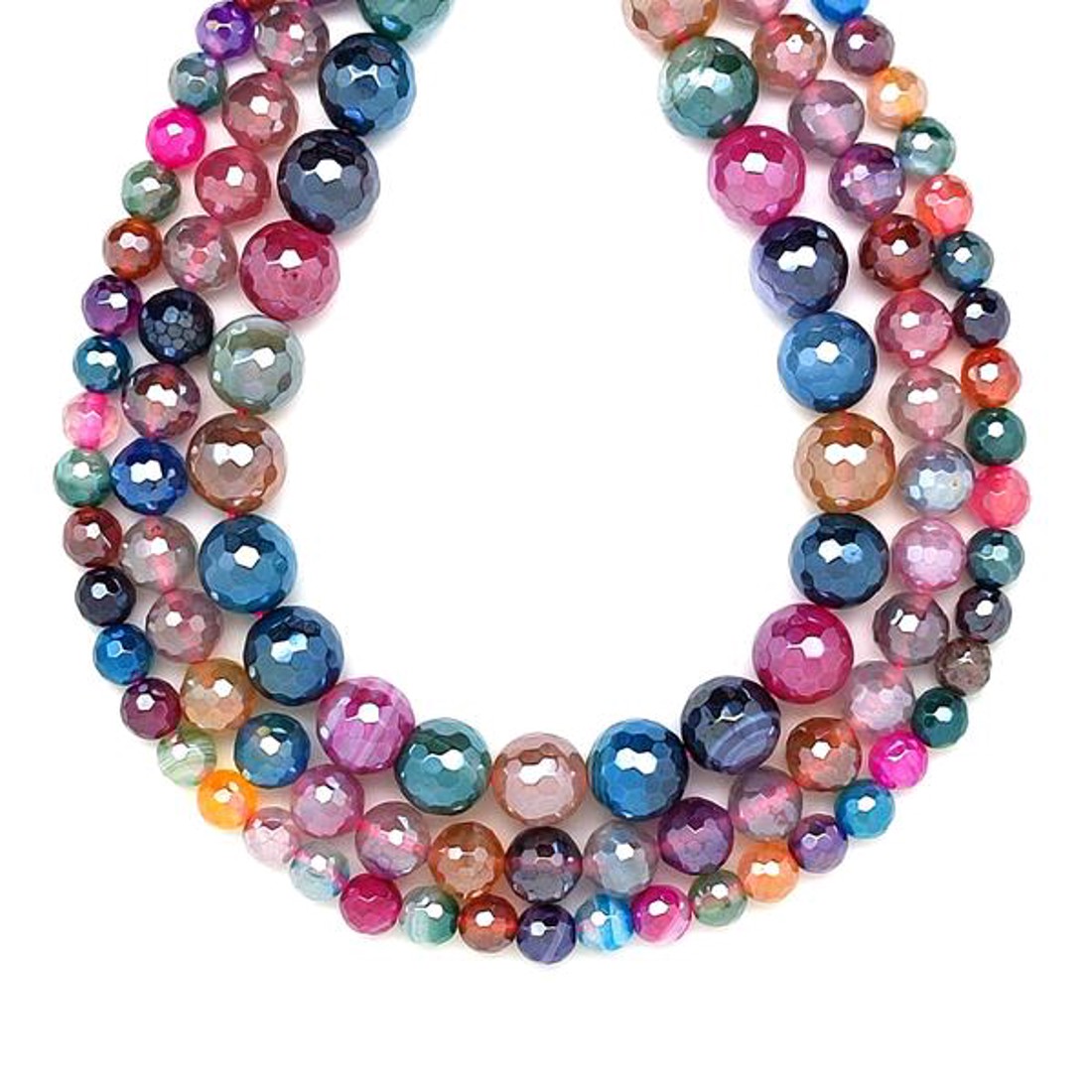 Achát fazettált aura szinezett mix golyó 6mm  ékszerkészítő alapanyag (füzér) - kellékek & szerszámok - ásvány alapanyag - ásványfüzér - Meska.hu