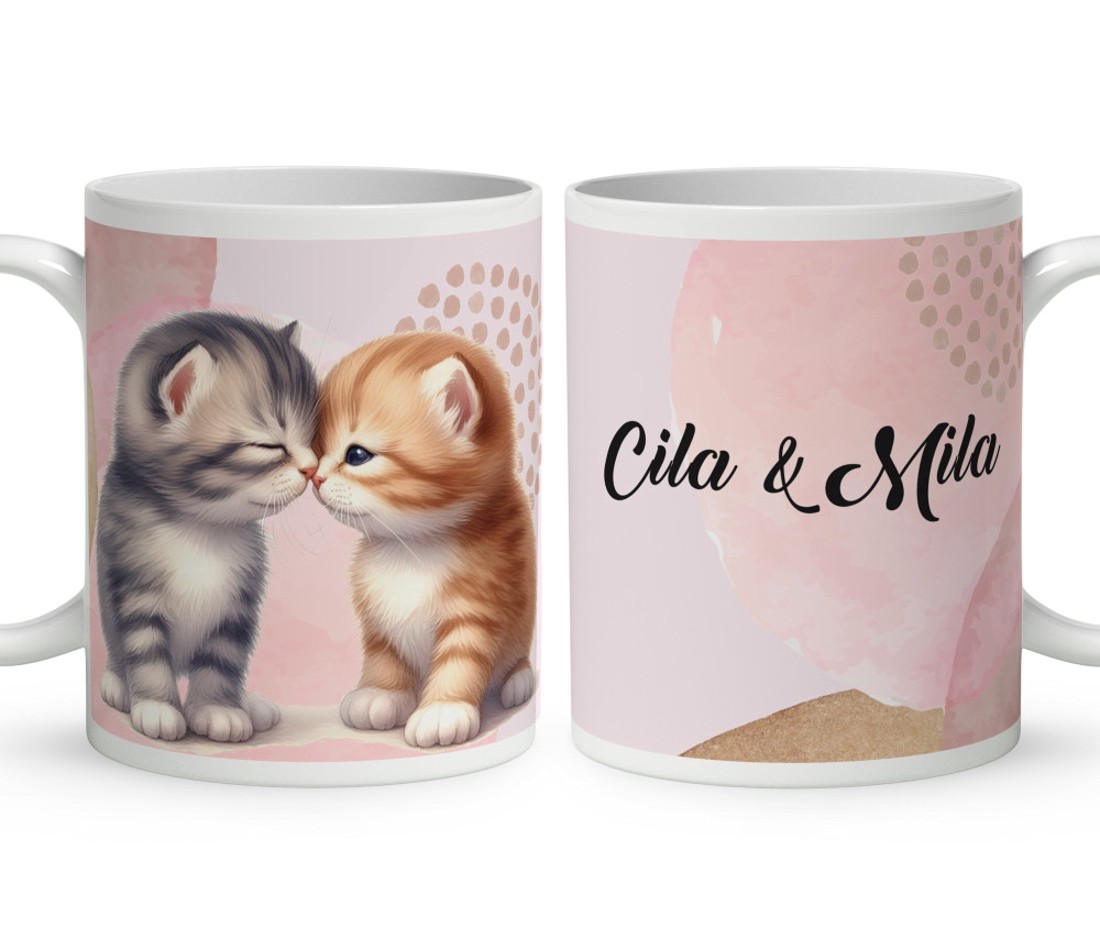 Kérd a Neveddel - Puszilkodós cuki cicák mintás bögre - otthon & életmód - konyhafelszerelés, tálalás - tálalás - bögre & csésze - Meska.hu