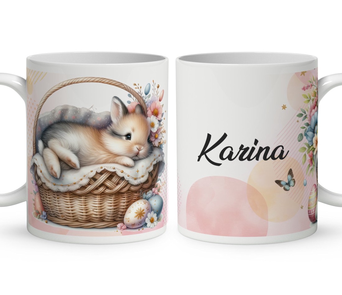 Névvel kérhető - Kis lazulós húsvéti nyuszi mintás bögre - otthon & életmód - konyhafelszerelés, tálalás - tálalás - bögre & csésze - Meska.hu