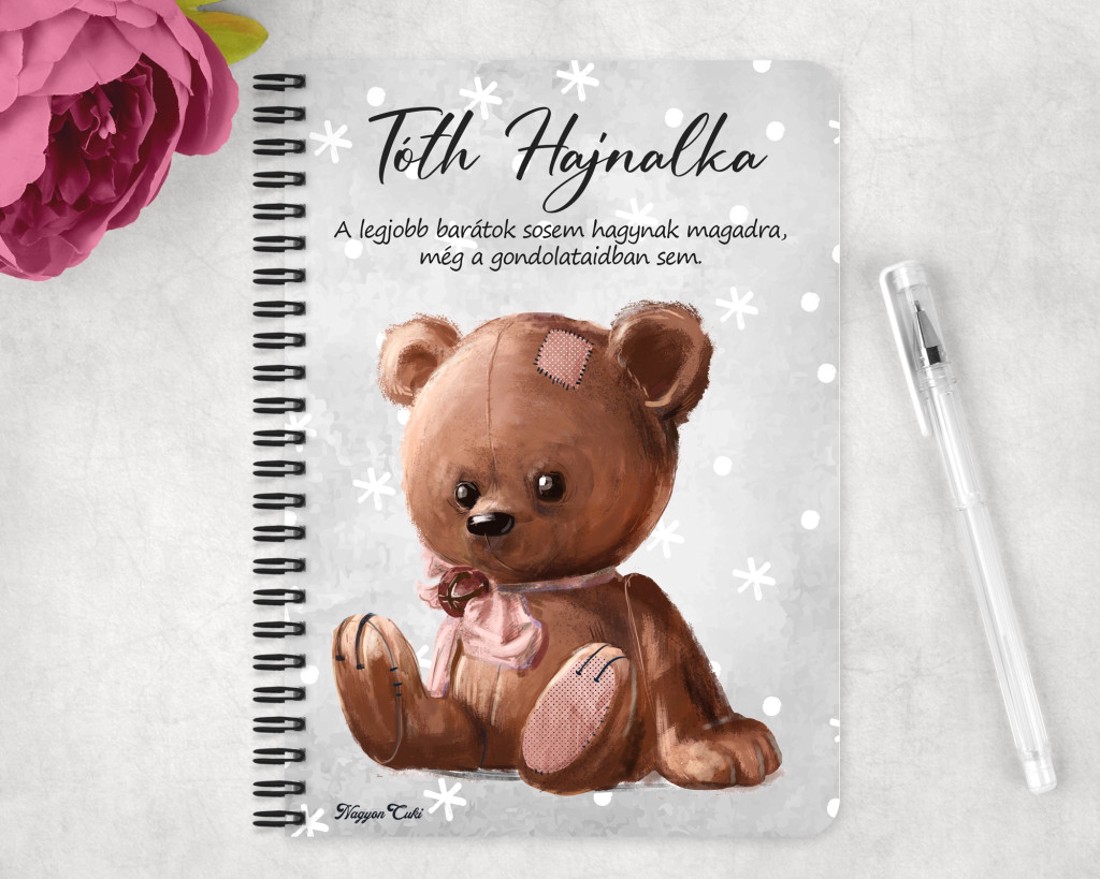 Személyre szabható - Cuki maci mintás A6-os füzet - otthon & életmód - papír, írószer - jegyzetfüzet & napló - Meska.hu