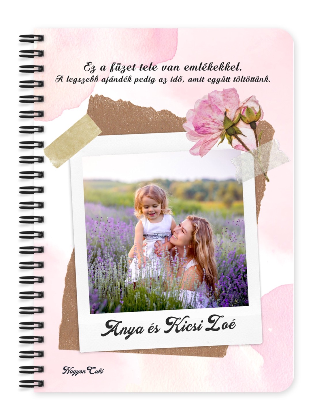 Saját fotós személyre szabható - Kedves virágos mintás A6-os füzet - otthon & életmód - papír, írószer - jegyzetfüzet & napló - Meska.hu
