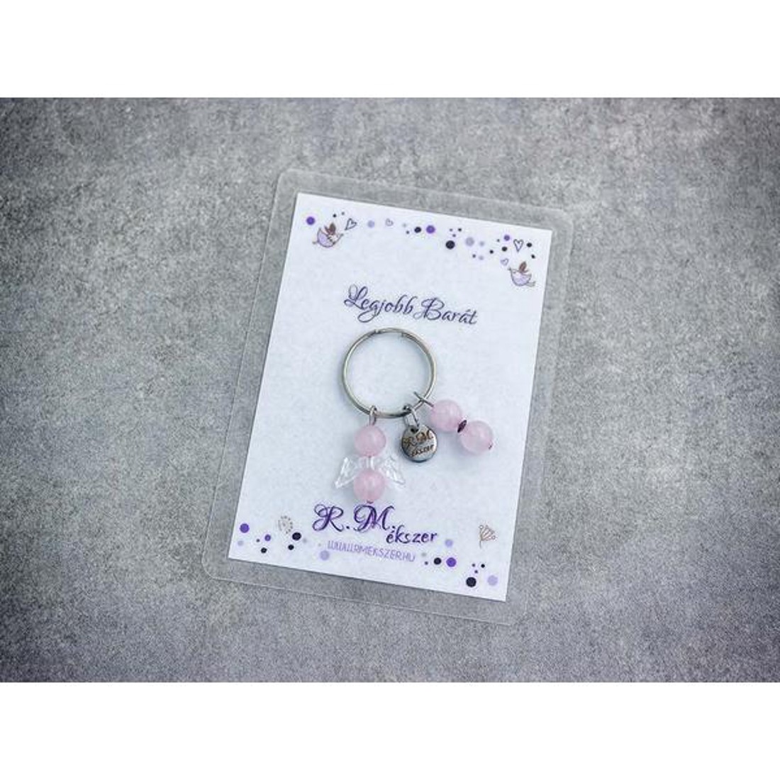Legjobb barátomnak kulcstartó rózsakvarccal - táska & tok - kulcstartó & táskadísz - kulcstartó - Meska.hu