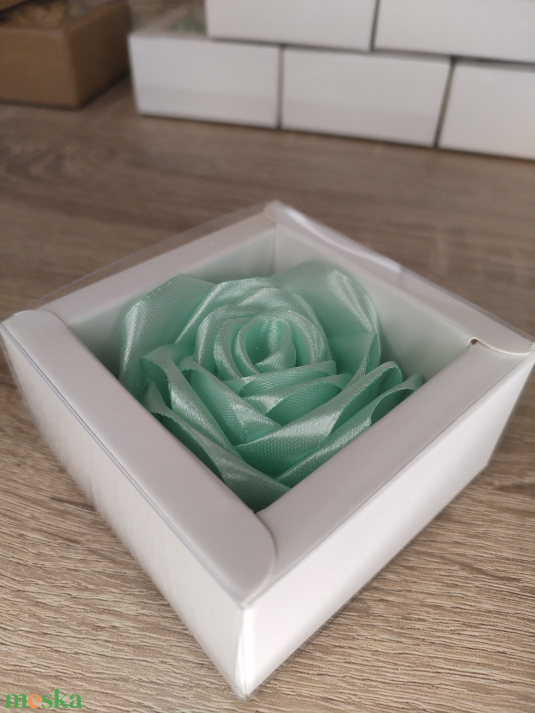 Türkiz mini rózsa box - otthon & életmód - dekoráció - virágdekoráció - virágok - virágbox - Meska.hu
