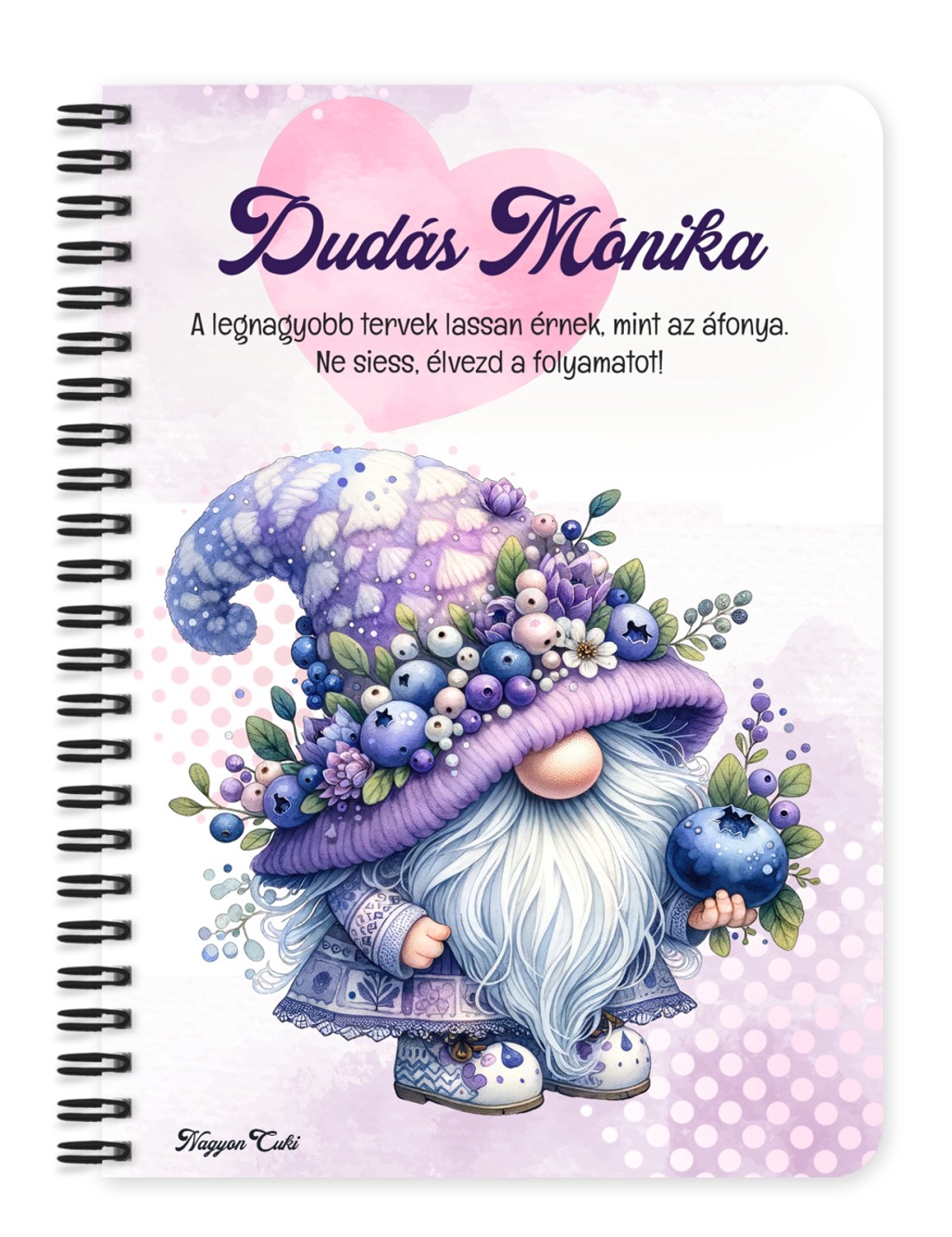 Személyre szabható - Tündéri Áfonyás manó mintás A6-os füzet - otthon & életmód - papír, írószer - jegyzetfüzet & napló - Meska.hu