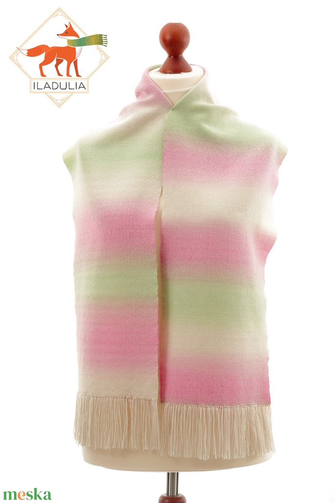 Gyapjú fonalból, szövőkereten készült, kézi szőttes sál. (11) - ruha & divat - sál, sapka, kendő - sál - Meska.hu