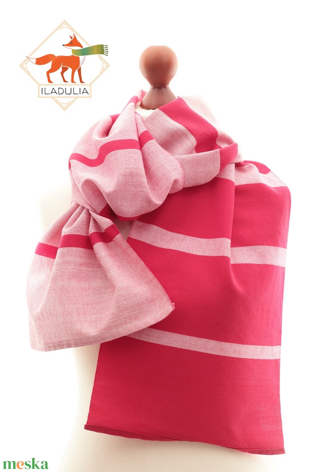 100% Merinó gyapjú kézi szőttes sál inverz szimmetrikus csíkritmus díszítéssel (63) - ruha & divat - sál, sapka, kendő - sál - Meska.hu