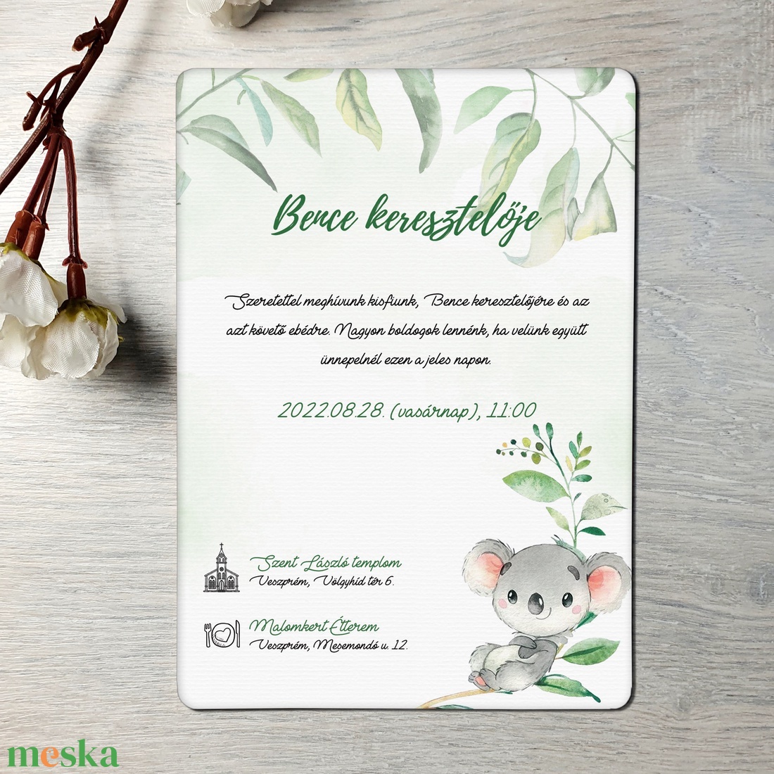 Koalás keresztelő meghívó (ajándék borítékkal) - fiús / kisfiúknak - otthon & életmód - papír, írószer - ajándékozás kellékei - meghívó - Meska.hu Koalás keresztelő meghívó (ajándék borítékkal) - fiús / kisfiúknak - otthon & életmód - papír, írószer - ajándékozás kellékei - meghívó - Meska.hu