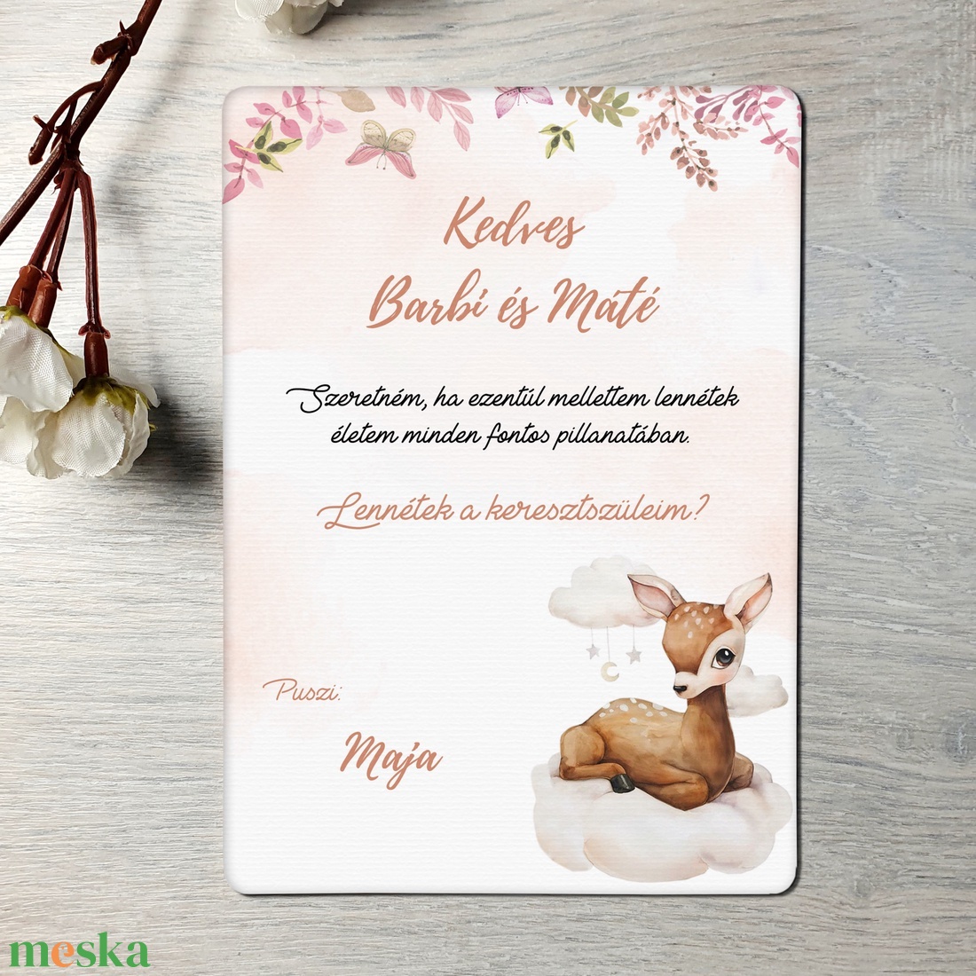 Őzikés keresztszülő felkérő (ajándék borítékkal) - unisex, kislány, kisfiú - otthon & életmód - papír, írószer - ajándékozás kellékei - meghívó - Meska.hu Őzikés keresztszülő felkérő (ajándék borítékkal) - unisex, kislány, kisfiú - otthon & életmód - papír, írószer - ajándékozás kellékei - meghívó - Meska.hu