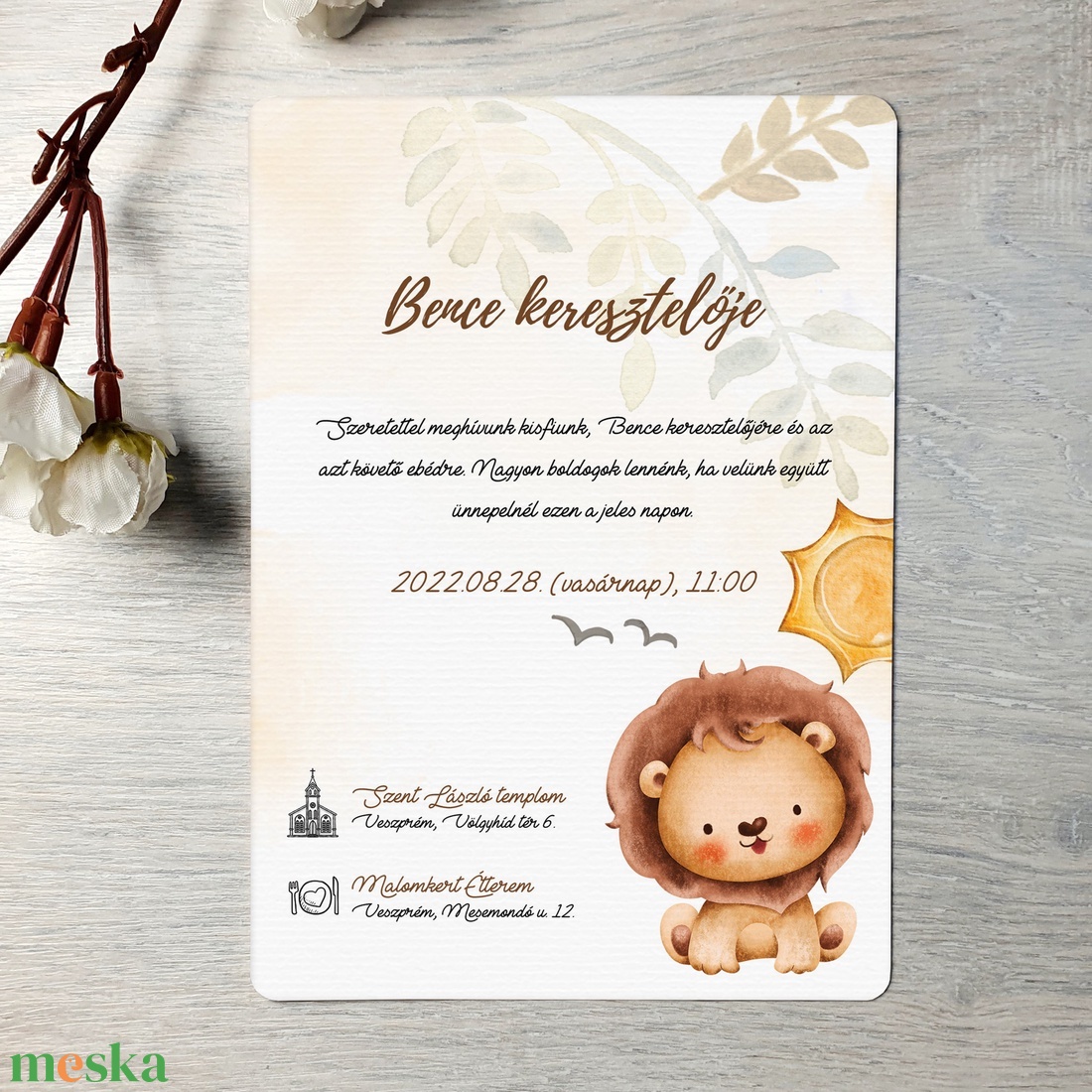 Oroszlános keresztelő meghívó (ajándék borítékkal) - unisex, kislány, kisfiú - otthon & életmód - papír, írószer - ajándékozás kellékei - meghívó - Meska.hu Oroszlános keresztelő meghívó (ajándék borítékkal) - unisex, kislány, kisfiú - otthon & életmód - papír, írószer - ajándékozás kellékei - meghívó - Meska.hu