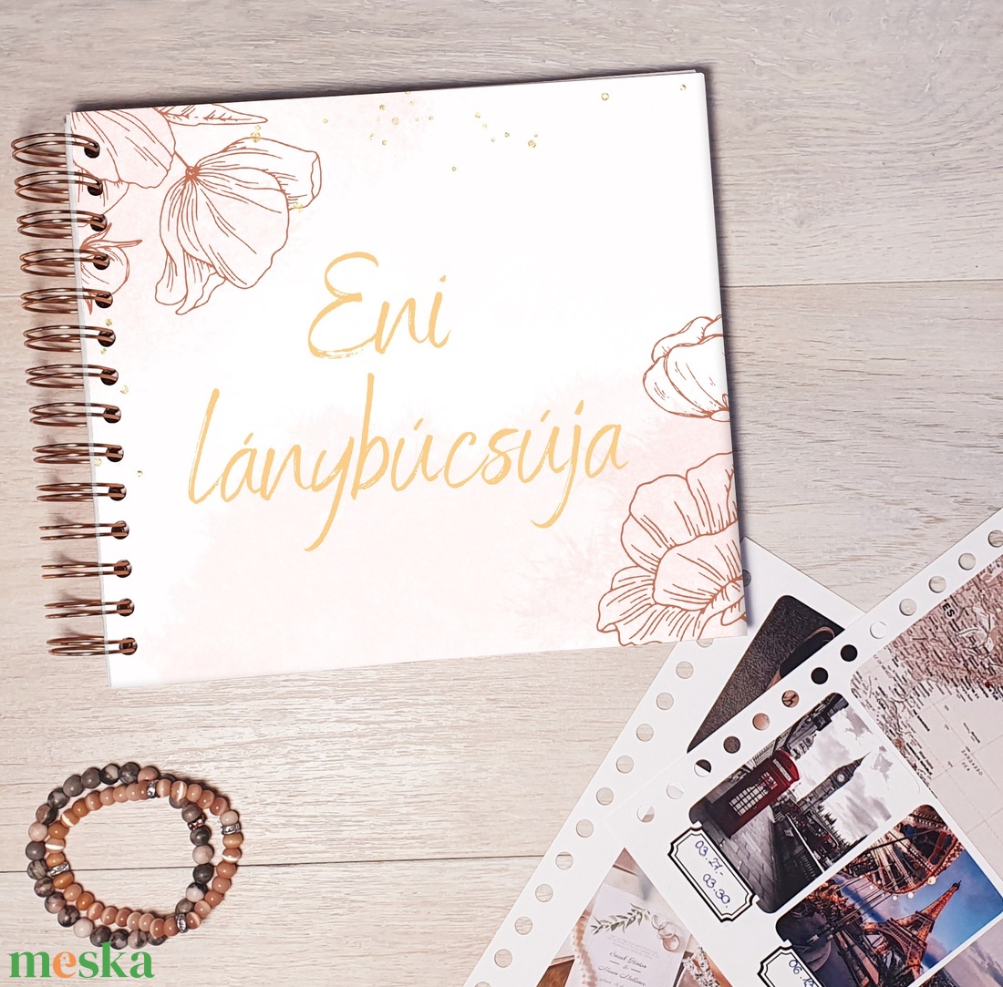 Lánybúcsús emlékkönyv, fotóalbum, napló, Scrapbook (pipacs virág) - névre szóló - esküvő - lánybúcsú - Meska.hu