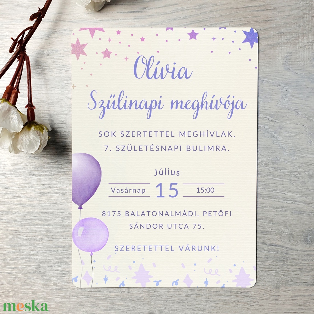 Lila lufis szülinapi meghívó (ajándék borítékkal) / születésnap / szülinap / személyre szóló- lányos/lány születésnapra - otthon & életmód - papír, írószer - ajándékozás kellékei - meghívó - Meska.hu Lila lufis szülinapi meghívó (ajándék borítékkal) / születésnap / szülinap / személyre szóló- lányos/lány születésnapra - otthon & életmód - papír, írószer - ajándékozás kellékei - meghívó - Meska.hu